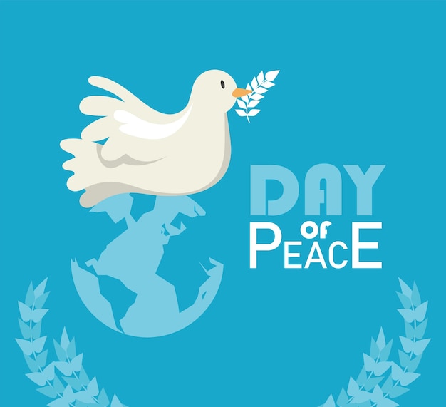 Peace day lettering with dove