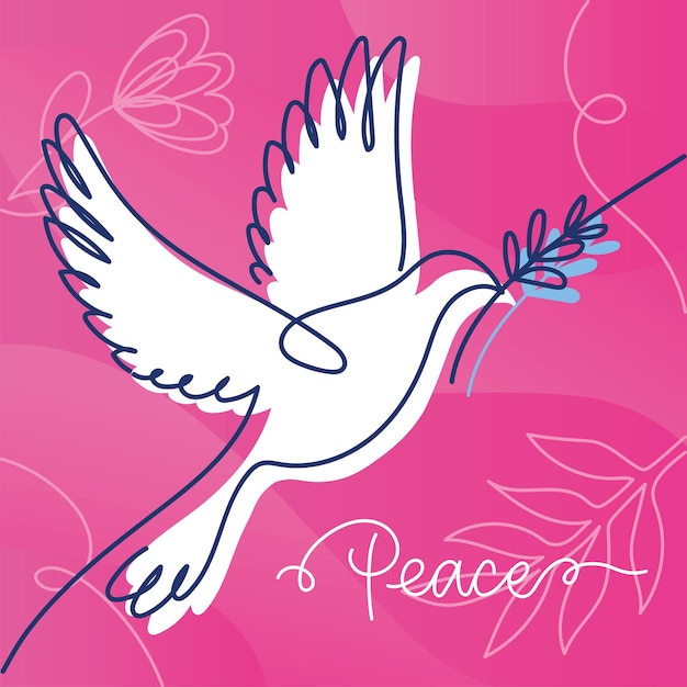 Peace dove bird with a laurel wreath Peace and diplomacy flat concept Vector