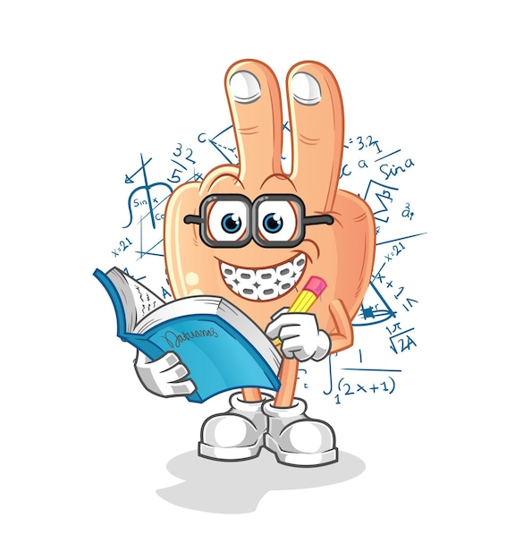 Peace finger geek cartoon cartoon mascot vector