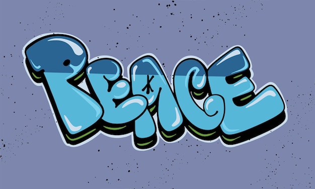 Peace Graffiti Bubble style hand drawn lettering