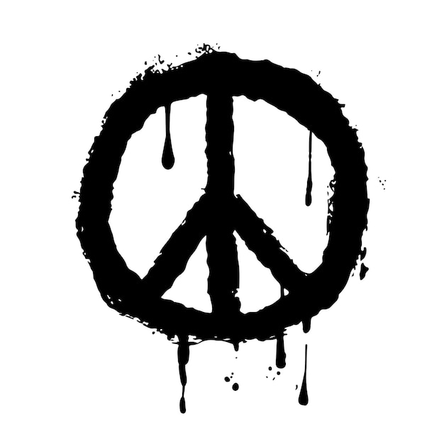 Peace graffiti icon Black Hippy pacifism sign isolated on white background Grunge logo or sticker