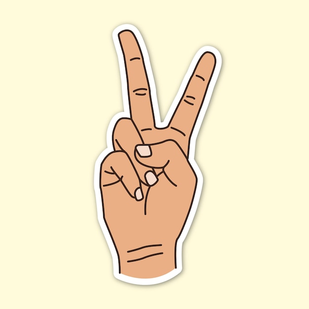 peace hand poses, editable cartoon style sticker vector