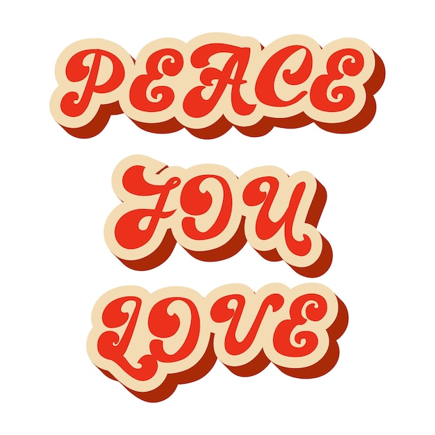 Peace jou love Inscription in groove style