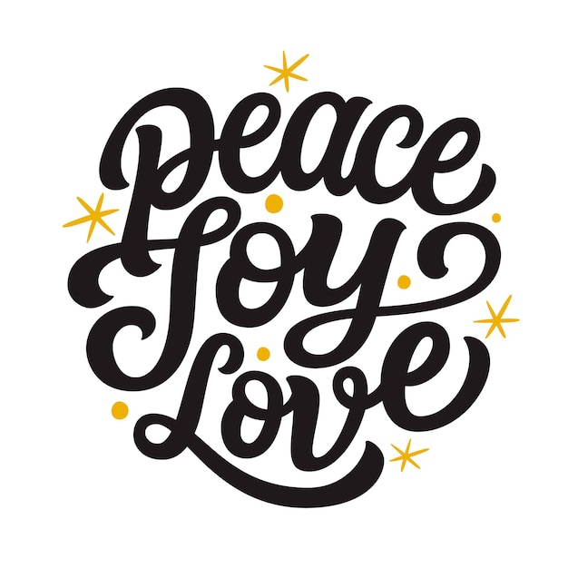 Peace joy love Christmas lettering