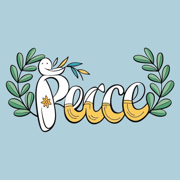 Peace letter handwritten with a dove vector