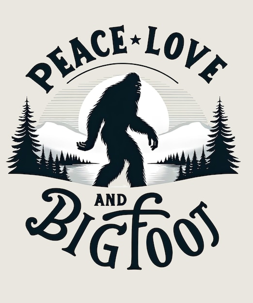 Vector peace love and bigfoot