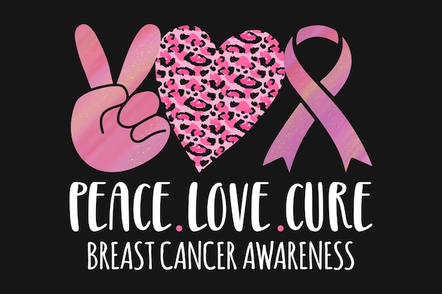 Peace Love Cure Breast Cancer Awareness T-shirt