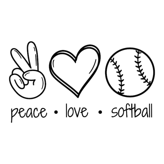 Peace Love Softball Vector illustration Isolated on white background Good for posters t shirts