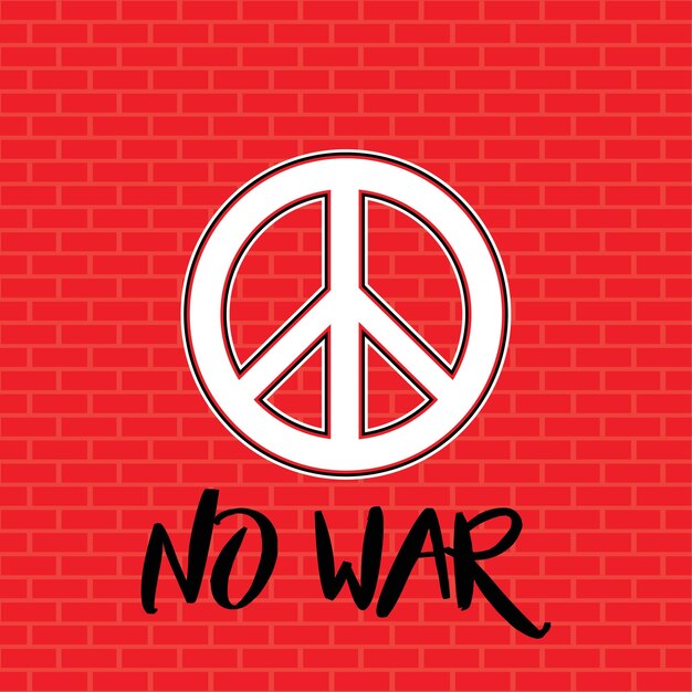 Vector peace and no war on red background vector illustration