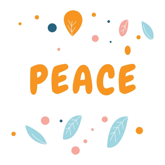 Vector peace in romantic flower leaves frame background