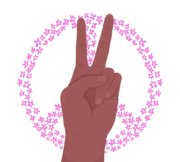 Peace semi flat color vector hand gesture