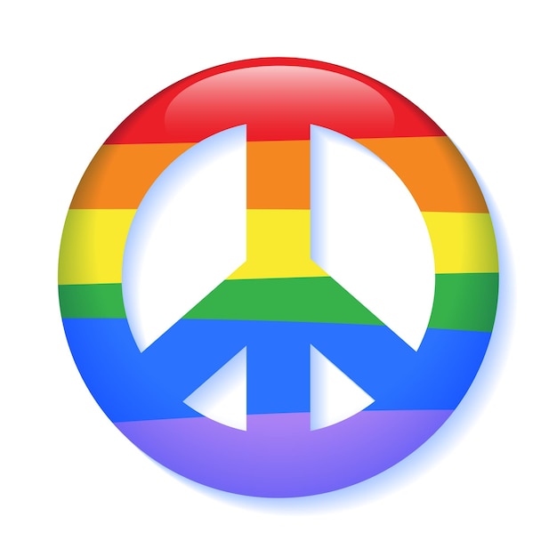 Peace Sign Symbol Pride World Earth Planet Isolated Equality LGBTQIA Concept Cartoon Vector Illustra