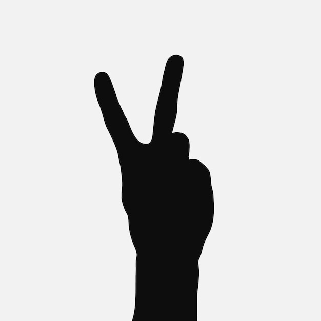 Peace sign Victory hand Black silhouette on white background Vector design EPS10