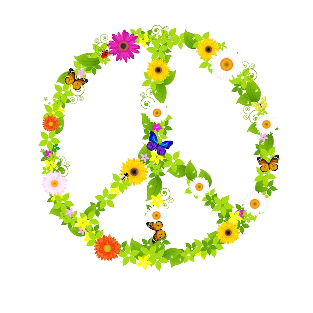 Peace Symbol,  On White Background,  Illustration.