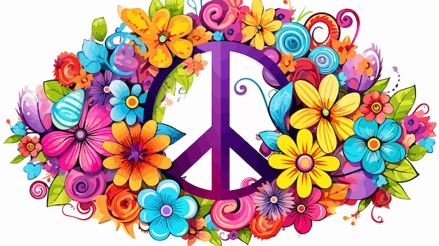 Vector peace symbol with flowers vector image stock