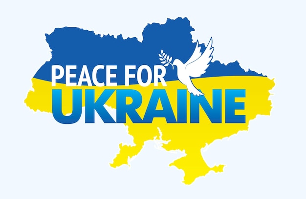 Peace For Ukraine Map with Dove and Slogan