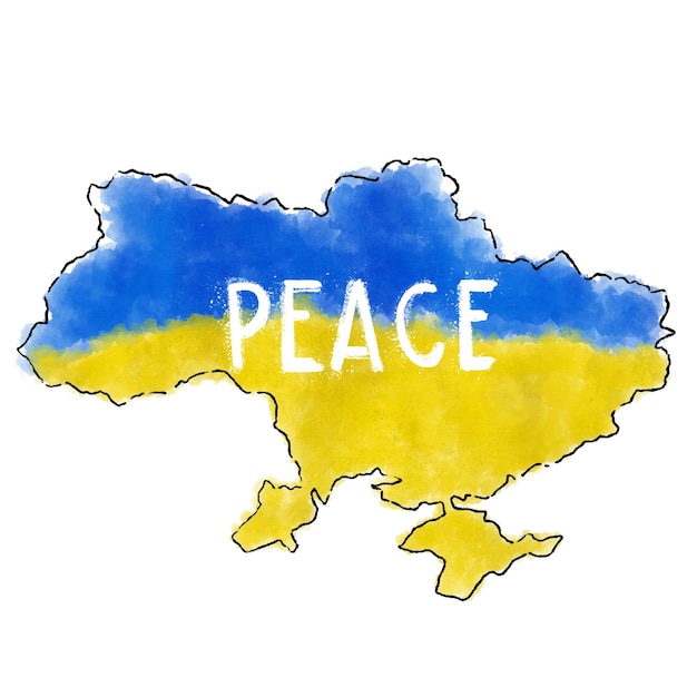 Peace for Ukraine sign with dove icon Support for Ukrainian peace symbol