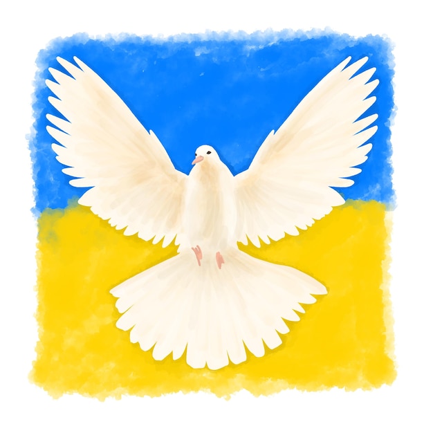 Peace for Ukraine sign with dove icon Support for Ukrainian peace symbol