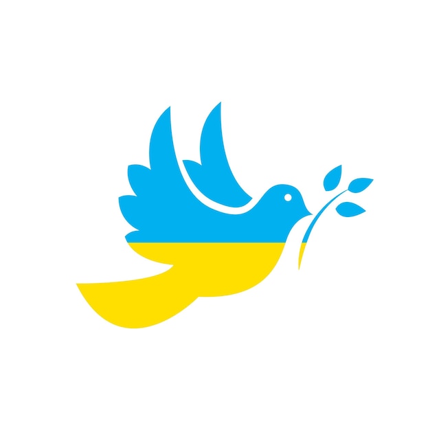 Peace to Ukraine Ukraine flag with dove icon No war in Ukraine icon Dove peace symbol Isolated vector illustration Peace symbol Vector design EPS 10