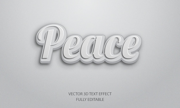 Peace white 3d text effect vector design