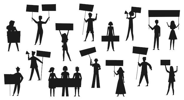 Peaceful-protest-march peaceful protest march Vector Silhouettes.