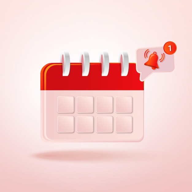 peach 3d calendar icon for new year or month begining date vector 3d illustration Premium Vector 03