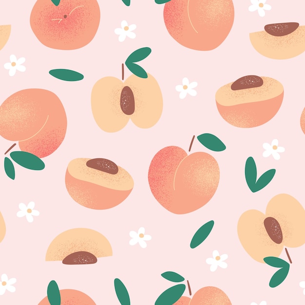 Peach or apricot seamless pattern