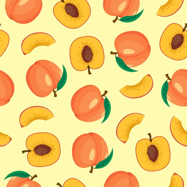 Peach Fruit Seamless Pattern