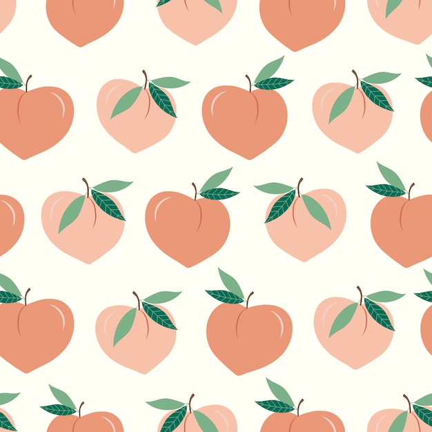 Peach seamless pattern. Fresh fuit summer vibes