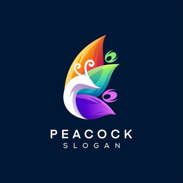 Peacock color gradient logo design