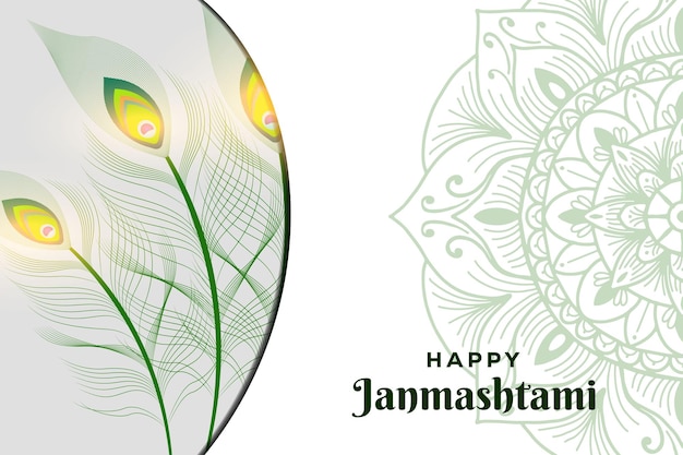 Peacock feather background illustration for Janmashtami Festival