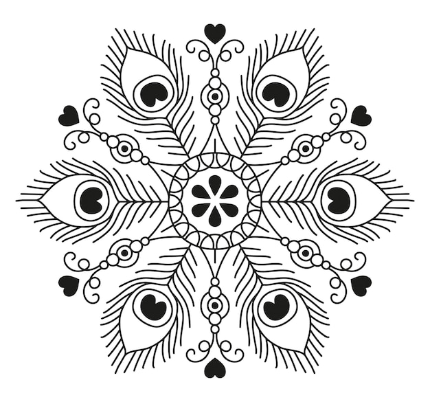 Peacock feathers mandala vector illustration