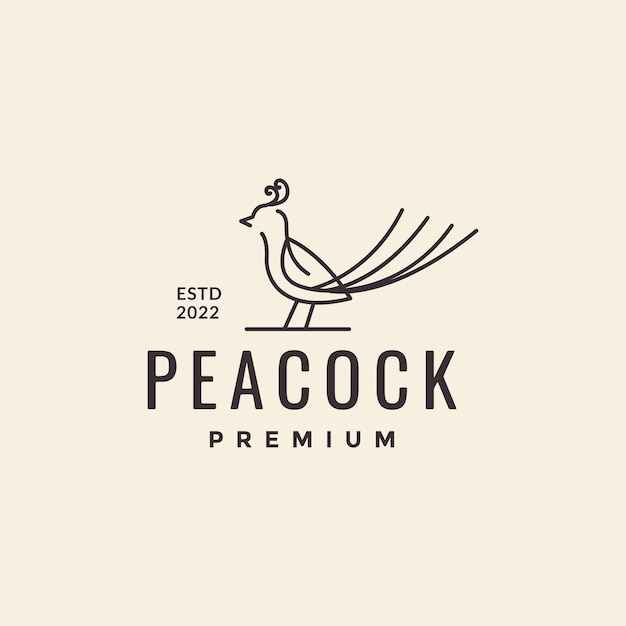 Peacock lines art hipster logo design