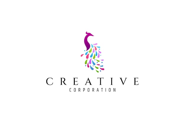 Peacock logo with elegant design with colorful colors