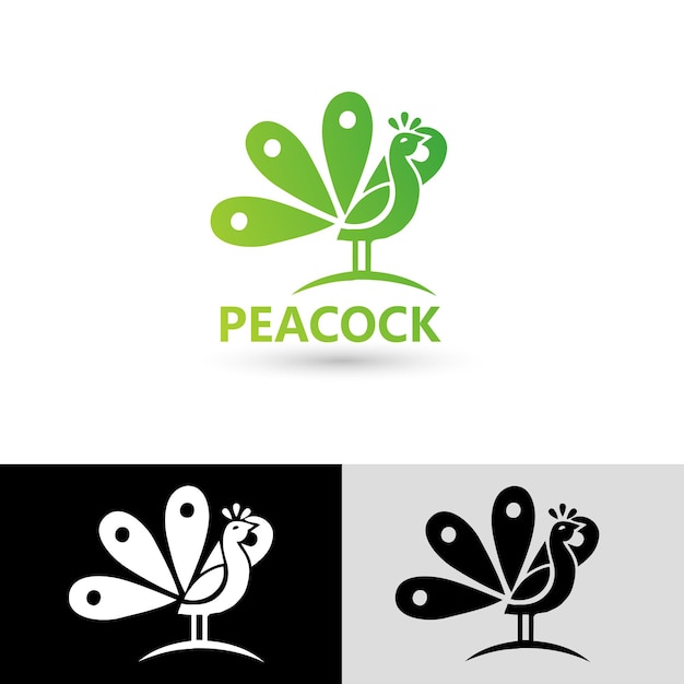 Peacock silhouette logo in vector