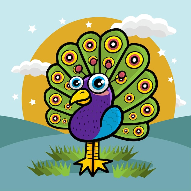 PEACOCK SMILING AND EMBRACE BEAUTY CARTOON