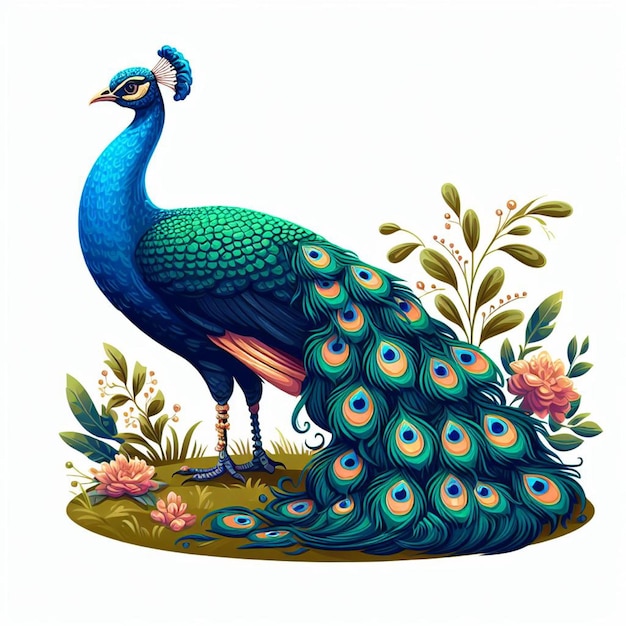 Vector peacock vector cartoon illustration