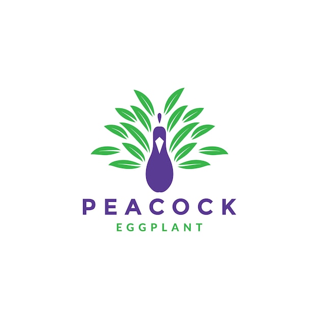 Peacock with egg plant logo symbol icon vector graphic design illustration idea creative