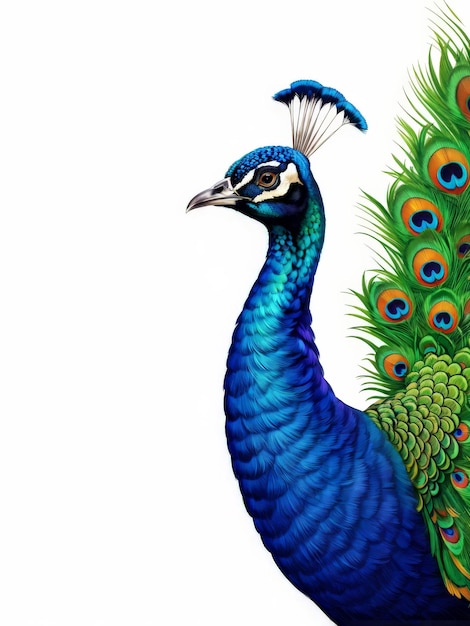 Vector peacock with feathers on white background peacock background