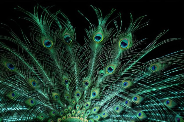 Vector a peacock with peacock feathers on its back and the word peacock on the back