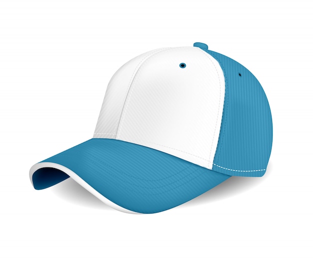 peaked cap wuth blue color for advertising or print on white background