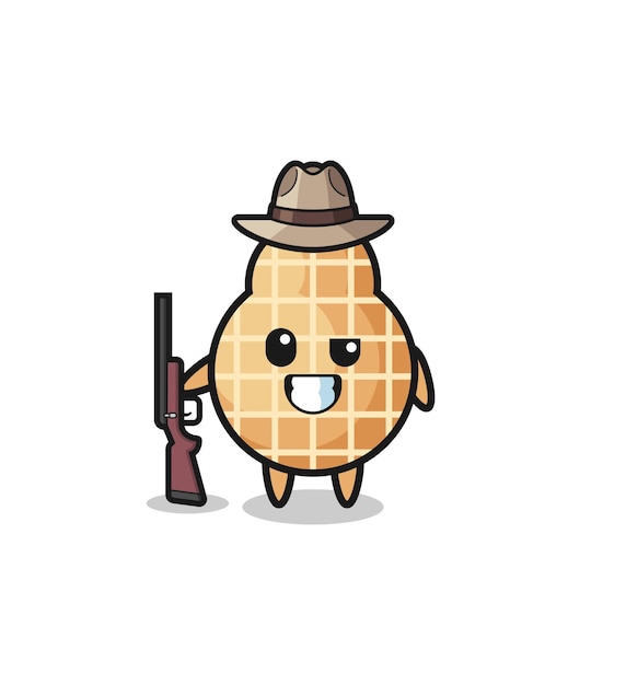 Peanut hunter mascot holding a gun