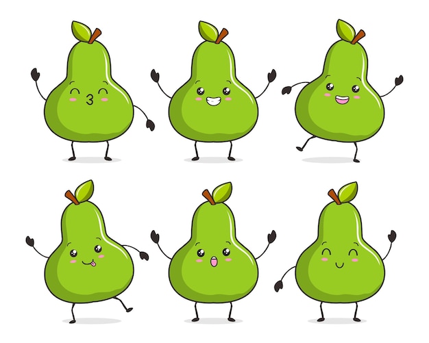 pear cartoon kawaii illustrations