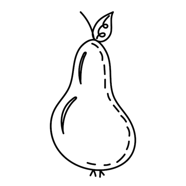 Pear in doodle style sketch isolated vector