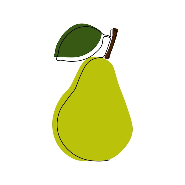 Pear drawing drawn with one continuous line