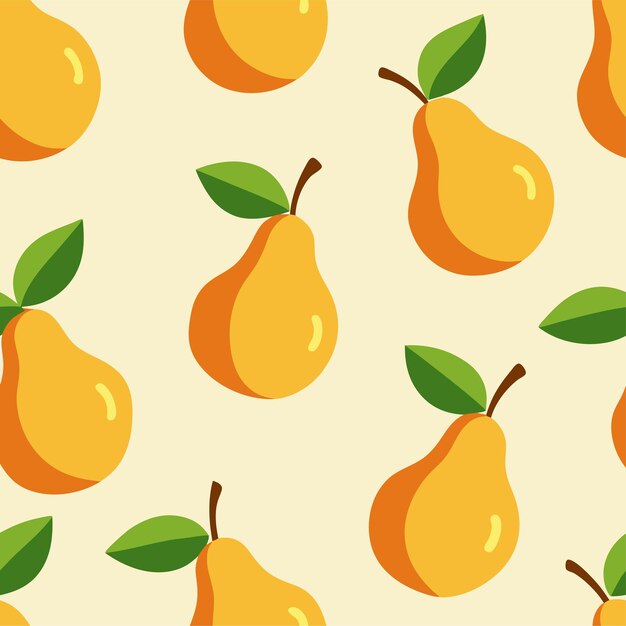 Vector pear fruit seamless pattern vector art and illustration