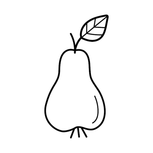 Pear hand drawn fruit element in doodle sketch style