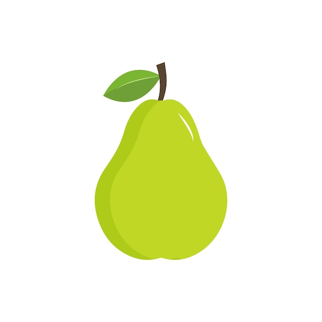 Pear icon vector illustration Green colorful pear fruit icon isolated on white background Cartoon