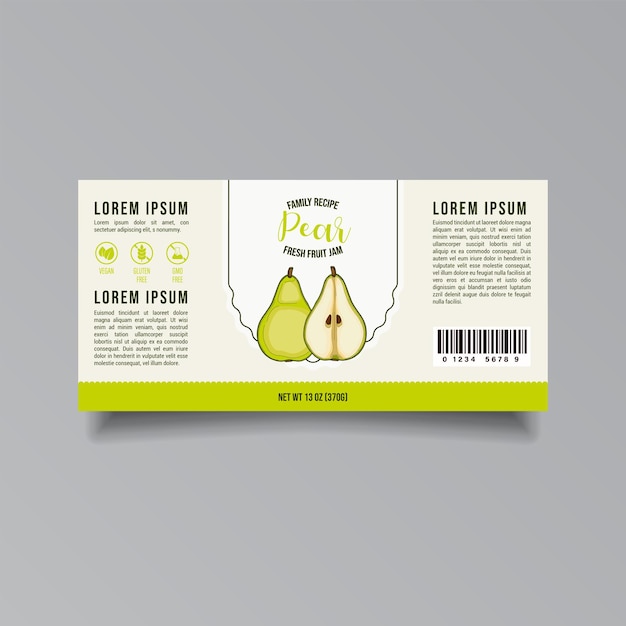 Pear jam packaging label template