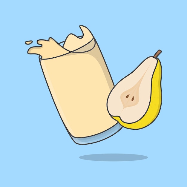 Pear Juice Cartoon Vector Illustration Fresh Pear Juice Flat Icon Outline